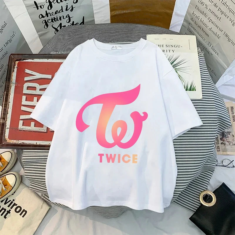 Kpop Twice Adult T Shirt Fashion Cotton Short Sleeve Man Women Cartoon Breathable Tops Cute Couple Outfits Summer Casual Clothes