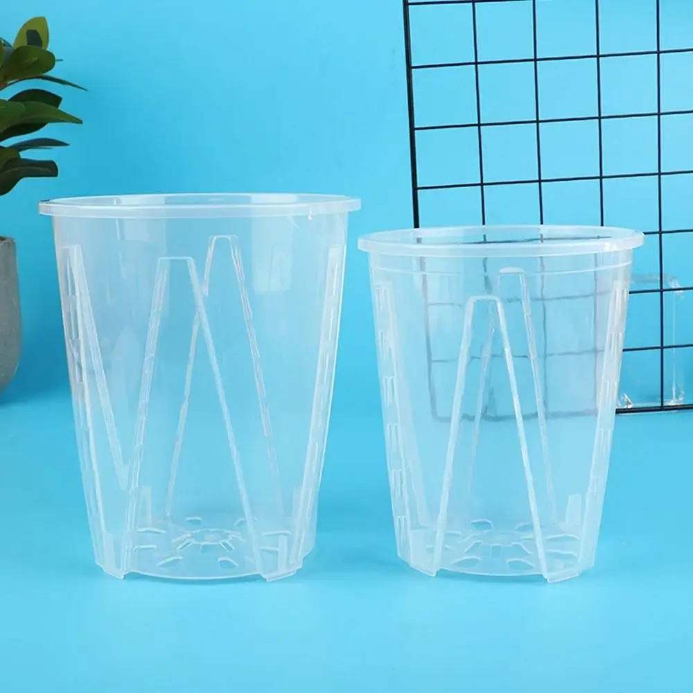 Vaso da fiori trasparente con controllo delle radici in plastica con vassoio vaso per piante traspirante con Stomata bellissimi vasi per orchidee Phalaenopsis