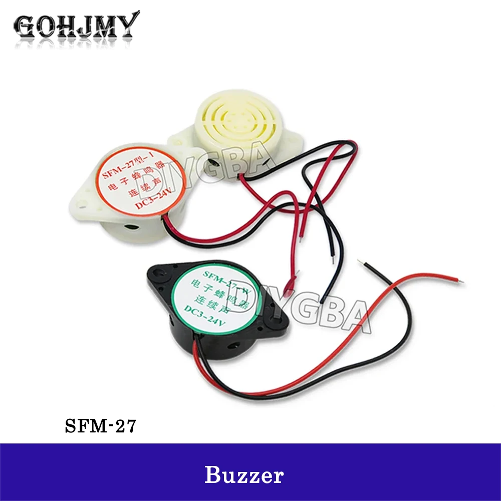 5PCS SFM-27 White Black 3-24V 12V Alarm High-decibel Electronic Buzzer Beep Alarm Intermittent Continuous Beep For Arduino