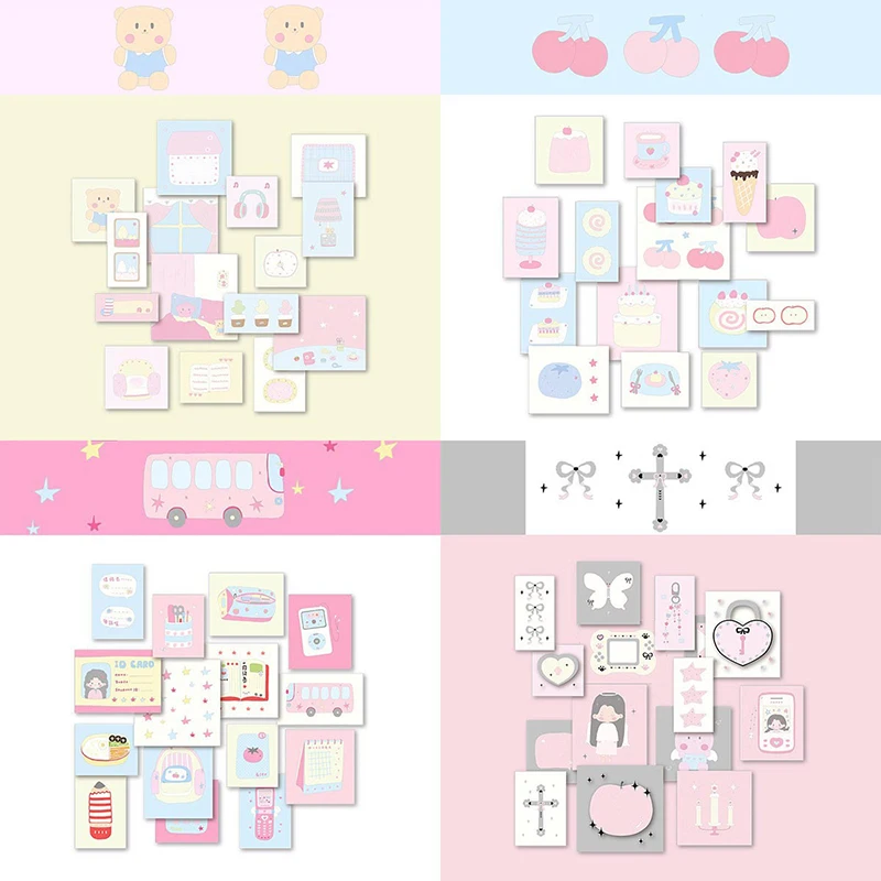 30PCS Journal Planner Sketchbook Stickers Aesthetic Sweet Cute Writable Sicker For Scrapbook Stationery Diary Decoration Decals