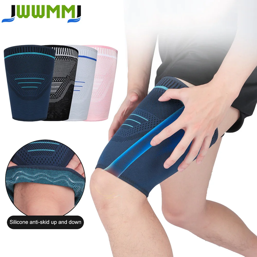 1/2Pcs Thigh Compression Sleeves, Quad and Hamstring Support, Upper Leg Sleeves for Men Women, Breathable Elastic Blend