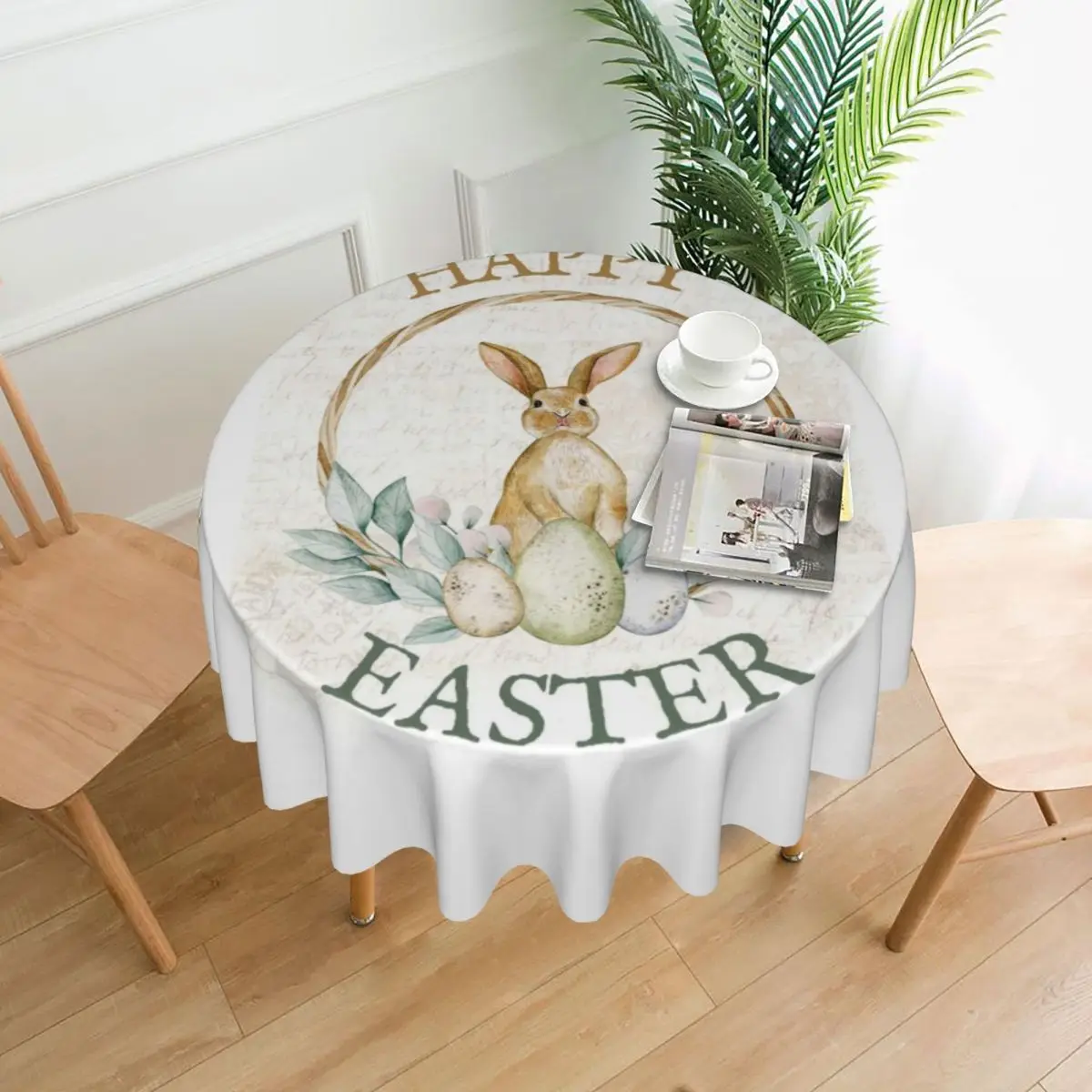 

Tablecloth Easter Round Table Cloth Rabbit Elegant Table Cover Tablecloths Design Banquet Christmas Party Table Decoration