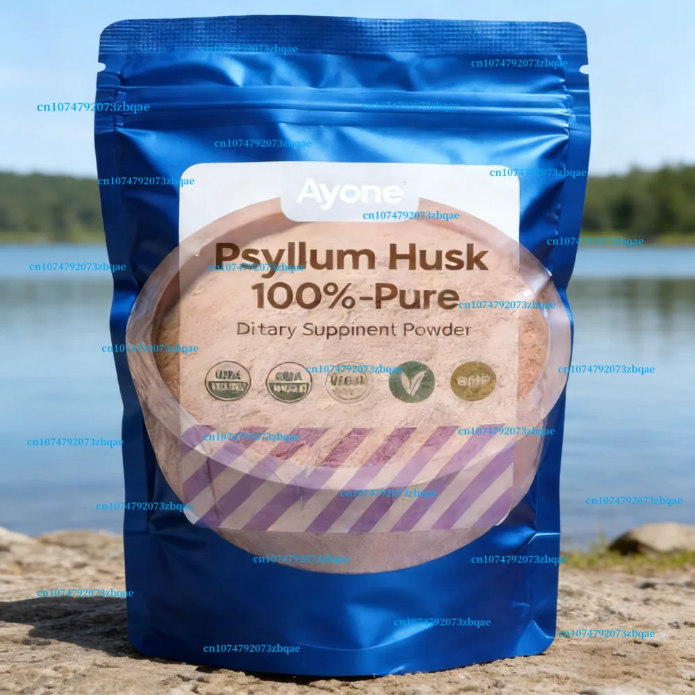 Venta global de gran éxito: Empaque personalizado de fábrica en bolsa de aluminio sellada, 100% polvo de cáscara de psyllium, precio más bajo, entrega rápida