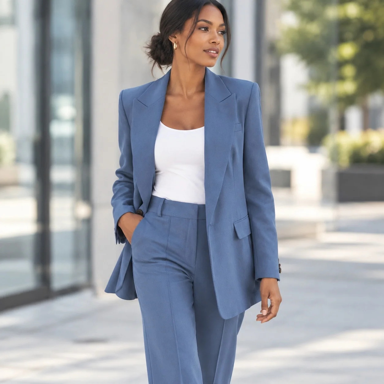 Patchwork Set Casual Commuter Chic with Long Sleeve Suit Set Spring Season Four Seasons Minimalist Open Front Women Suit