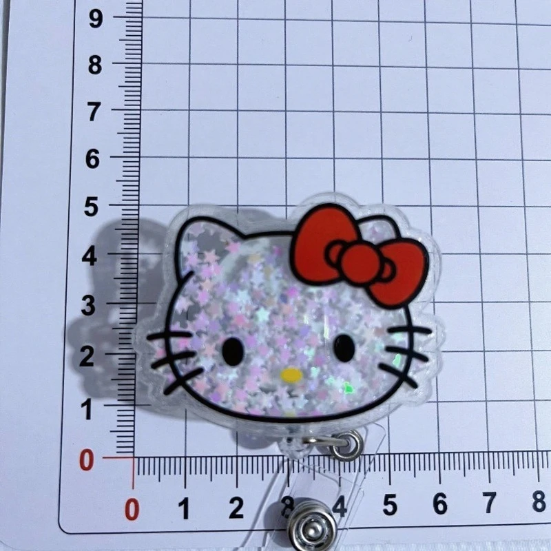 Hello Kitty nuevo insignia de enfermería acrílica brillante dibujos animados retráctil hebilla fácil de tirar Clip de identificación de estudiante accesorios de insignia