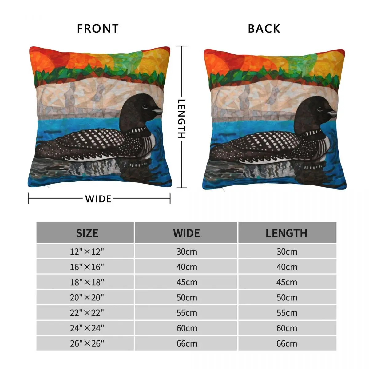 Loon On Water In Boreal Forest Square Pillowcase Polyester Linen Velvet Printed Decorative Pillow Case Car Cushion Cover 45x45