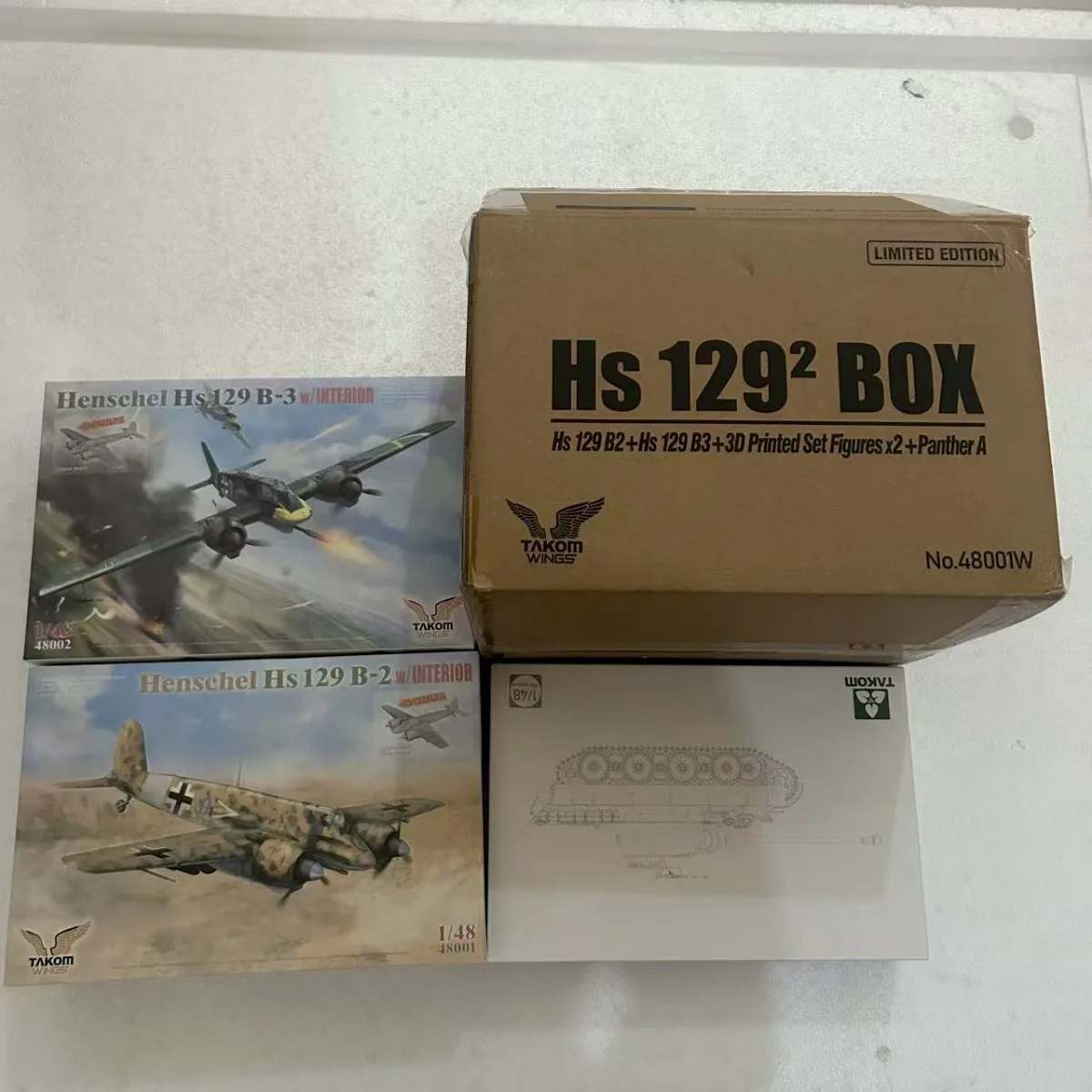 48001W TAKOM, масштаб 1:48, коробка Hs1292 (Hs129 B-2, Hs129 B-3 и набор для 3D-печати, 2 комплекта пластиковых моделей для сборки солдата с пантерой A)