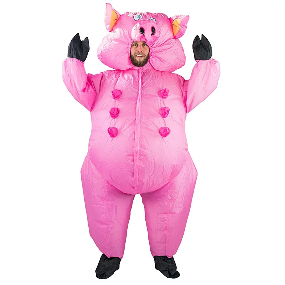 JYZCOS Christmas Role Play Inflatable Cow Costume Unisex Pink Pig Cosplay Dress Air Blown Milk Cattle Carnival Party Suit