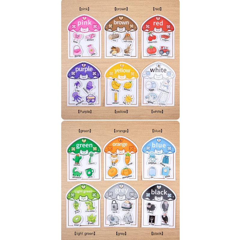 Urocza książeczka z naklejkami do nauki klasowania kolorów dla dzieci, zabawka edukacyjna Montessori, prezent urodzinowy dla dzieci.