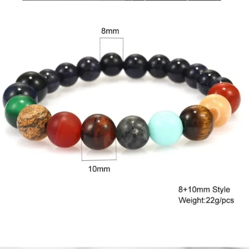 Universe Galaxy Nine Planets Bracelet Natural Healing Stone Men Women\'s Bracelets Crystal Stone Beads Anti-fatigue Gift Jewelry