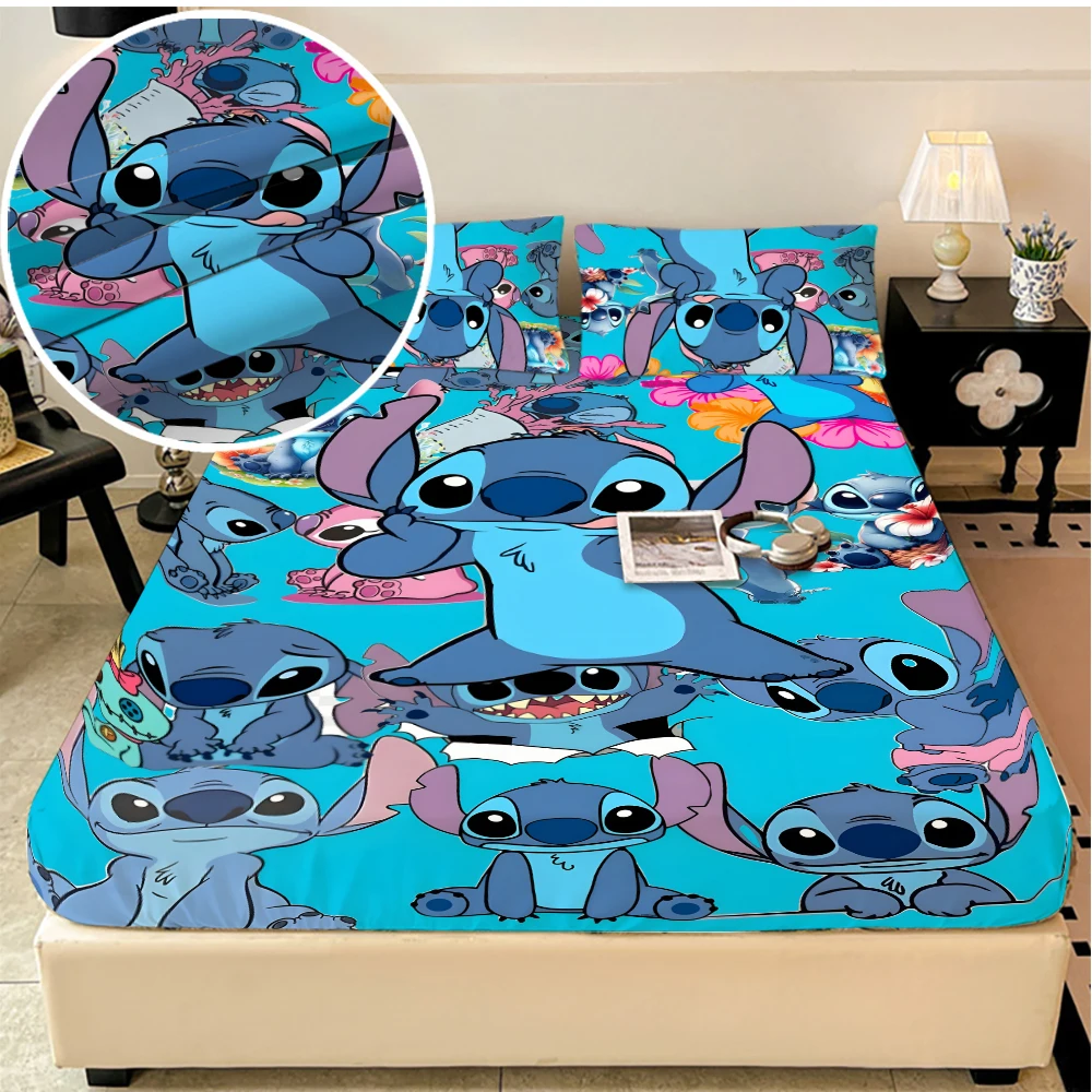 

Disney Stitch stretch bed sheets, double bed sheets, soft and warm velvet bedspreads, mattress covers, sheet protection covers,
