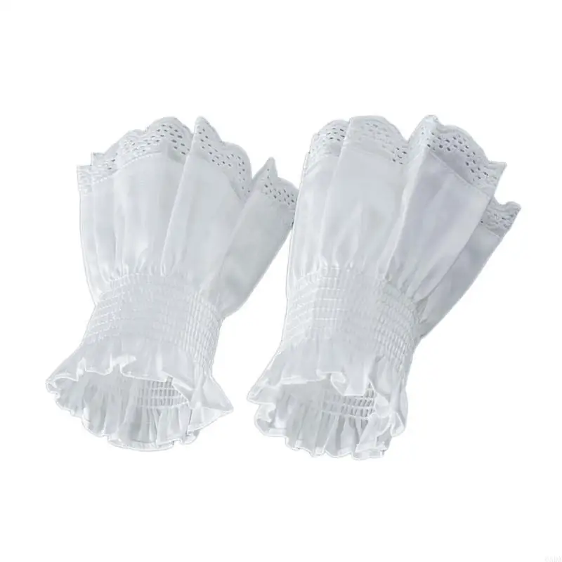 

Fairy Wrist Cuffs Detachable Elegant Wristband Flared Organ Pleated Ruffled False Lace Cuffs Sweater Wristband 6XDA