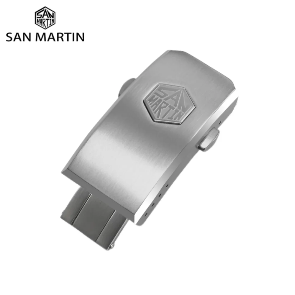 San Martin Folding Clasp With Safety 2-Hole 4-Hole Micro Adjust For 16mm 18mm Watch Bracelet Stainless Steel SN0020 SN0021