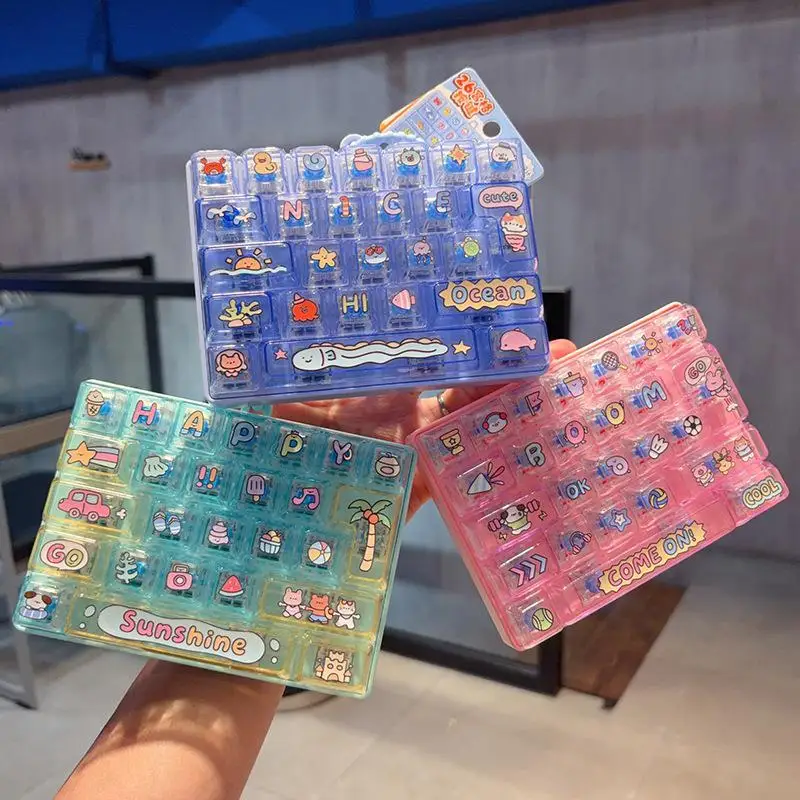 26 Grids Sports Sea View Keyboard Keychain 1Pcs Square Letter Pattern Pendant Kids Childrens Day Bag Hanging Decor