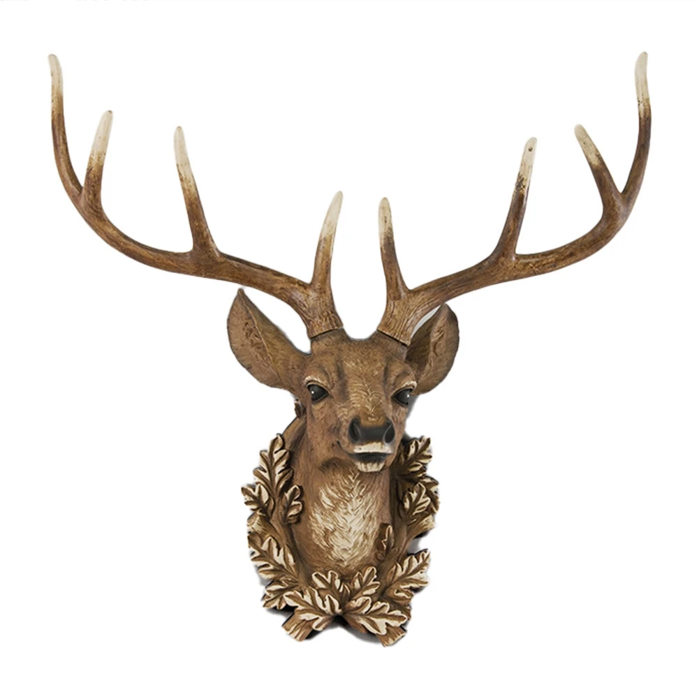 Resin Deer Sculpture Home Wall Decoration Nordic Art Animal Figurine Wall Decorations Living Room Accessories D