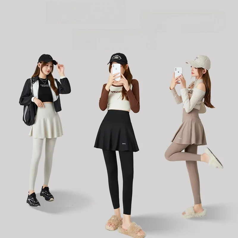 กางเกงโยคะเอวสูง ชุดฤดูใบไม้ร่วงสำหรับผู้หญิง กางเกงหนังอาร์คสกิน กระชับหน้าท้อง ยกกระชับสะโพก สามารถตัดได้ทุกจุด ใส่เป็นเสื้อนอกได้