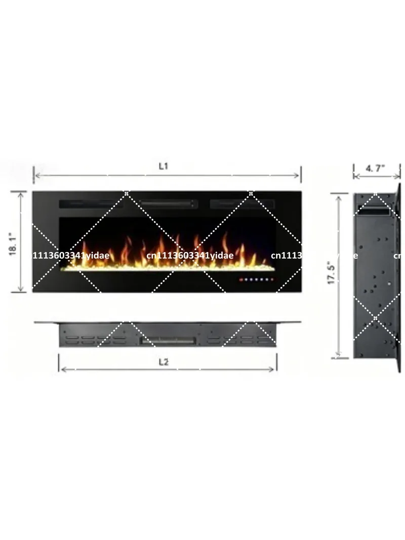 Electric Fireplace Wall Mounted Recessed LED Decorative Insert 60 Inch 152cm Fireplace Heater for RV Home Hotel