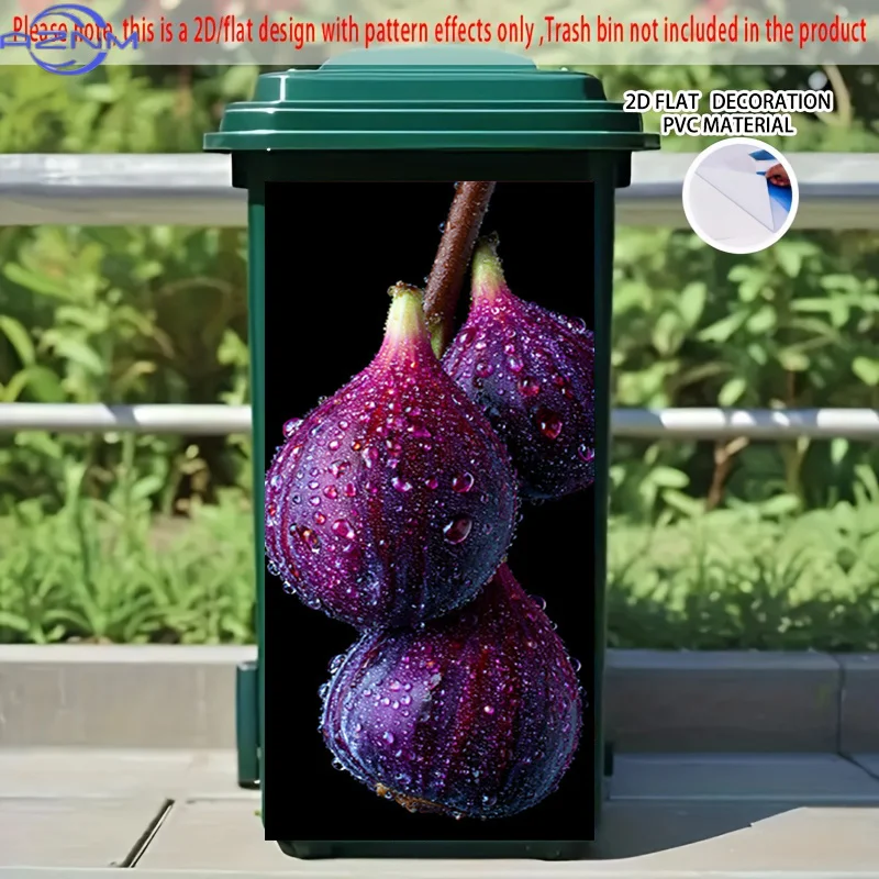 [2D Flat Printing] 1pc 2D Pattern Printed Kitchen Trash Can Sticker, X Cm Purple Fruit Jelly Drool Theme Kitchen Home Decor Wa