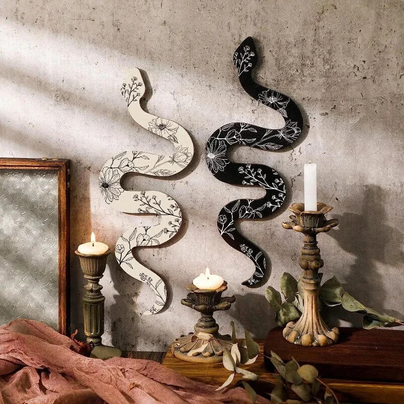 Boho Witchy Snake Wall Decor Cute Wooden Hanging Art for Bedroom Living Room Christmas Decorations Adds Mystical Touch