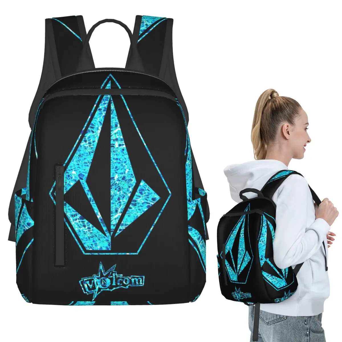 Half Diamond Volkom Backpack Student BookBag Boys Girls School Bag Computer Shoulder Bags Men Women