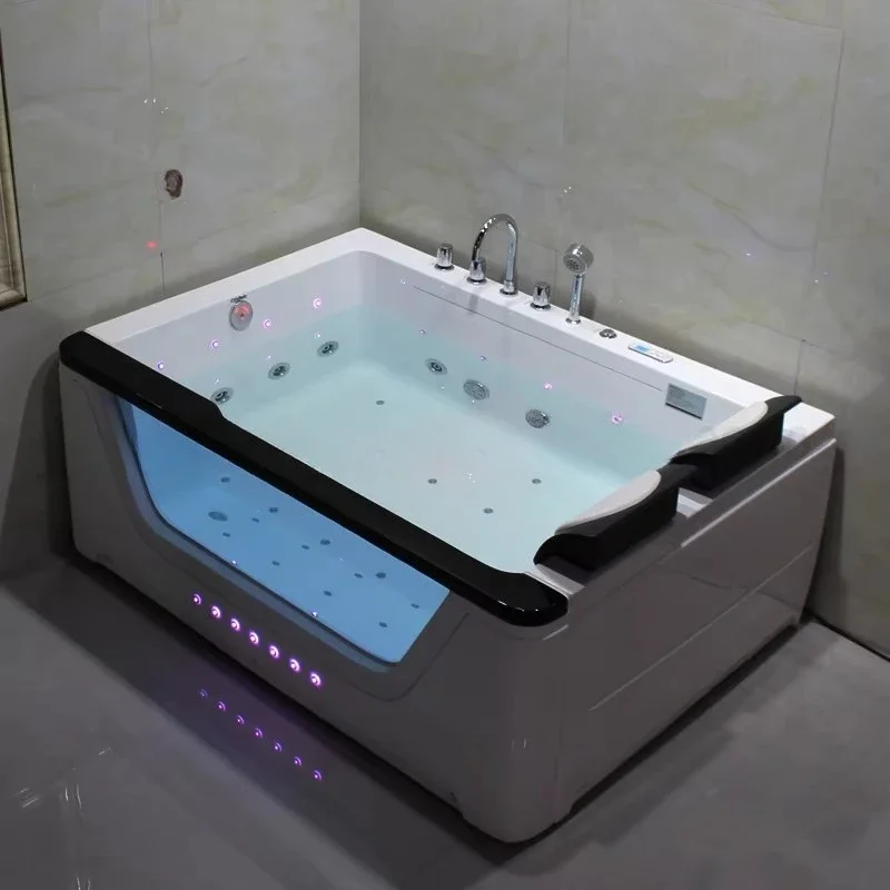 

-Double whirlpool Tub Spa 1700*1300mm with Waterfall Light and Control Panel Spa Tub Heater Indoor Use Lifting TV whirlpool Pool