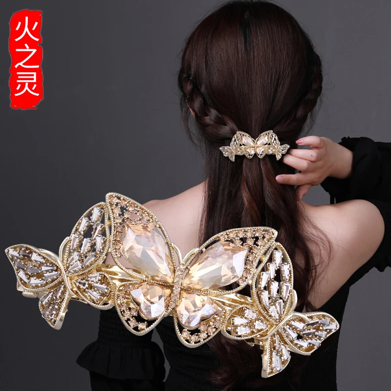 新スタイル高級ヘアピン後頭部模造クリスタルヘアアクセサリーヘアクリップトップクリップ一言クリップファッションジュエリー