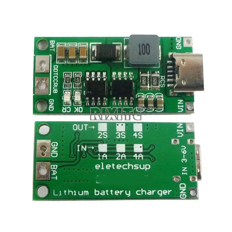 Type C BMS 2S 3S 4S 1A 2A 4A 18650 Lithium Battery Charger Board USB C ...