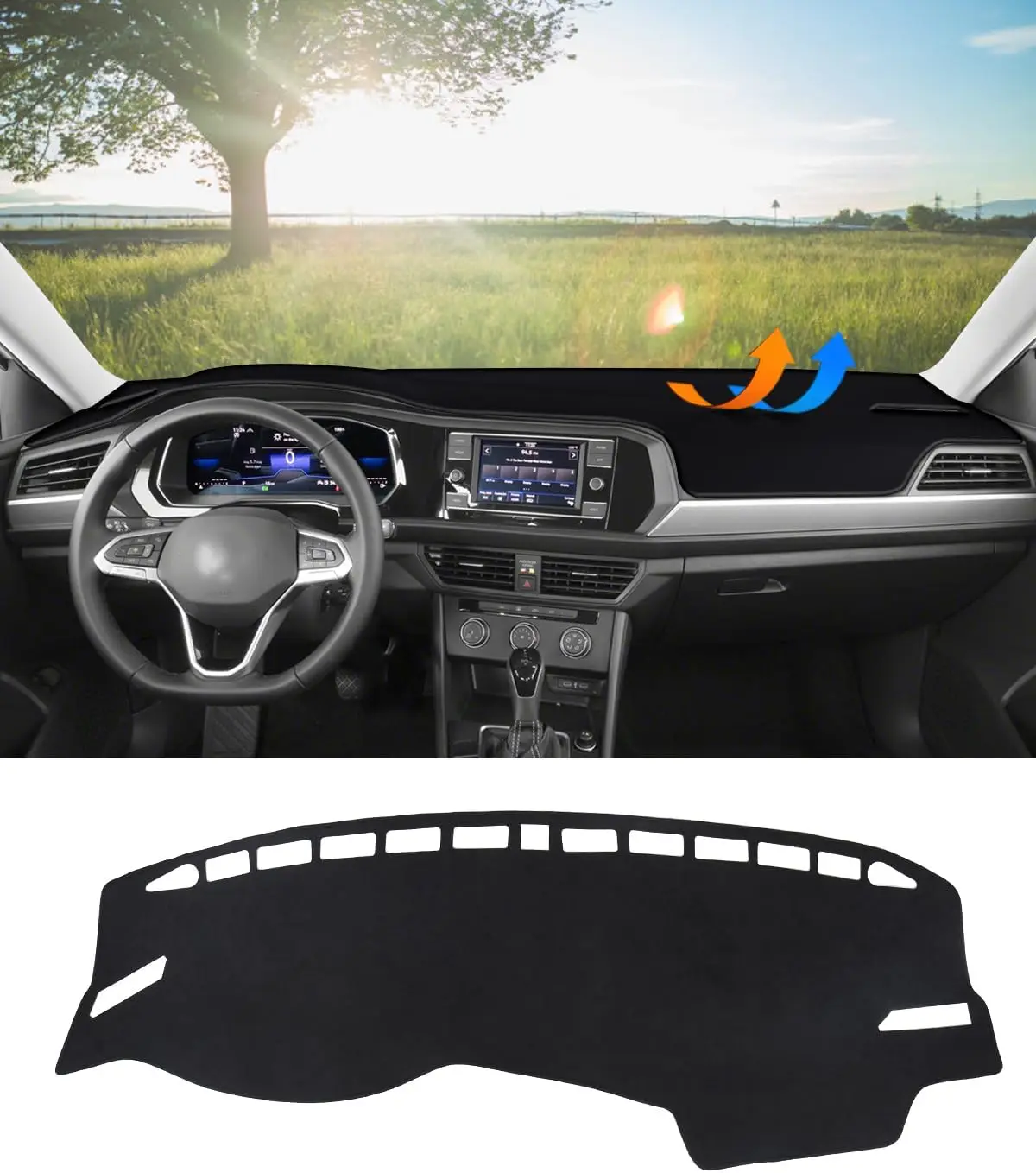 

Dash Cover for Volkswagen Jetta 2019 2020 2021 2022 2023 2024 Accessories Black Flannel Dashboard Cover Mat Car Dashboard UV Sun