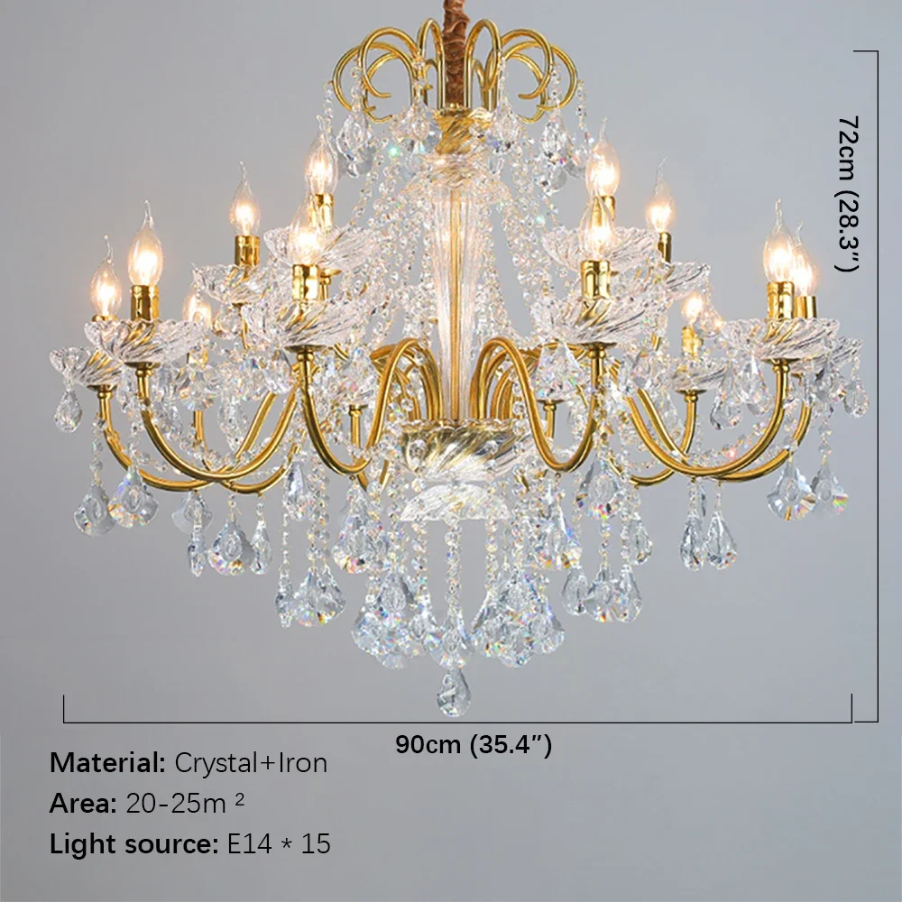 SAMAN French Luxury Crystal Pendent Lamp European Living Room Restaurant Bedroom Villa Hotel Duplex Staircase LED Chandelier