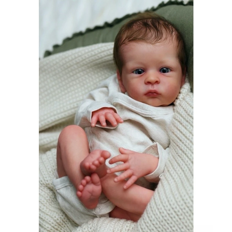 21nches Reborn Doll Kit Oskar Lifelike Soft Touch Unfinished Doll Parts with Cloth Body and Eyes Muñeca Kit Bebe Reborn