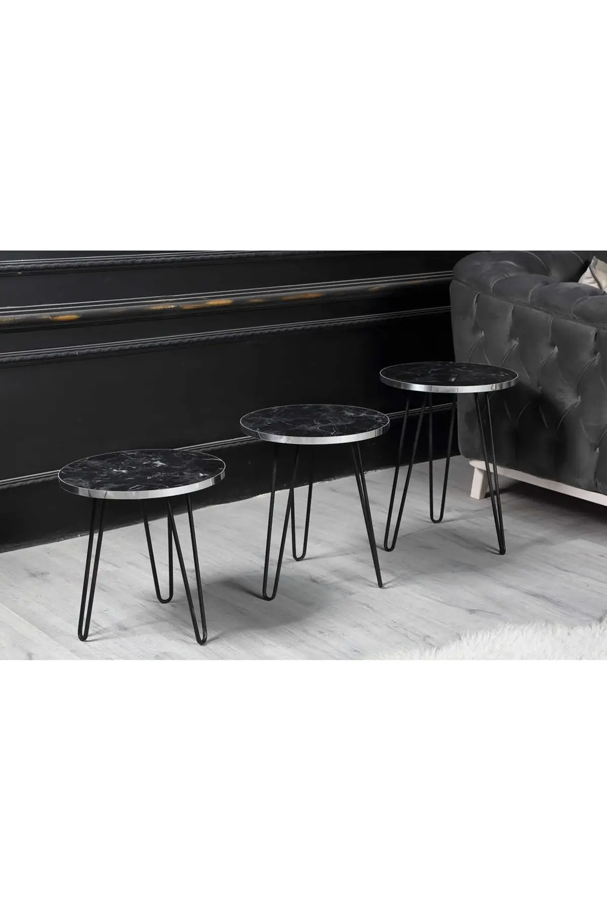 Latest Design Black Matte Marble Patterned Zigon Coffee Table coffee table iron pedestal table