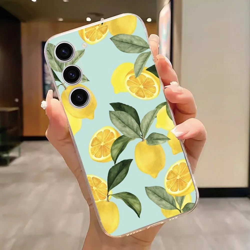 Fruit Lemon Cherry Phone Case For Samsung Galaxy A71,70,52,51,40,31,50,30S,21S,Note20 Transparent Cover