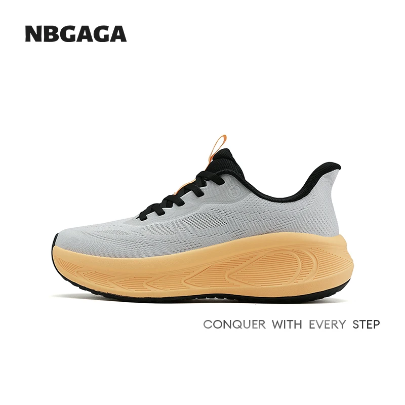 Men Marathon Running Shoes High Rebound Thick Sole Sneakers Wide Toe Box Anti-Slip Rubber Outsole Lightweight Training Footwear