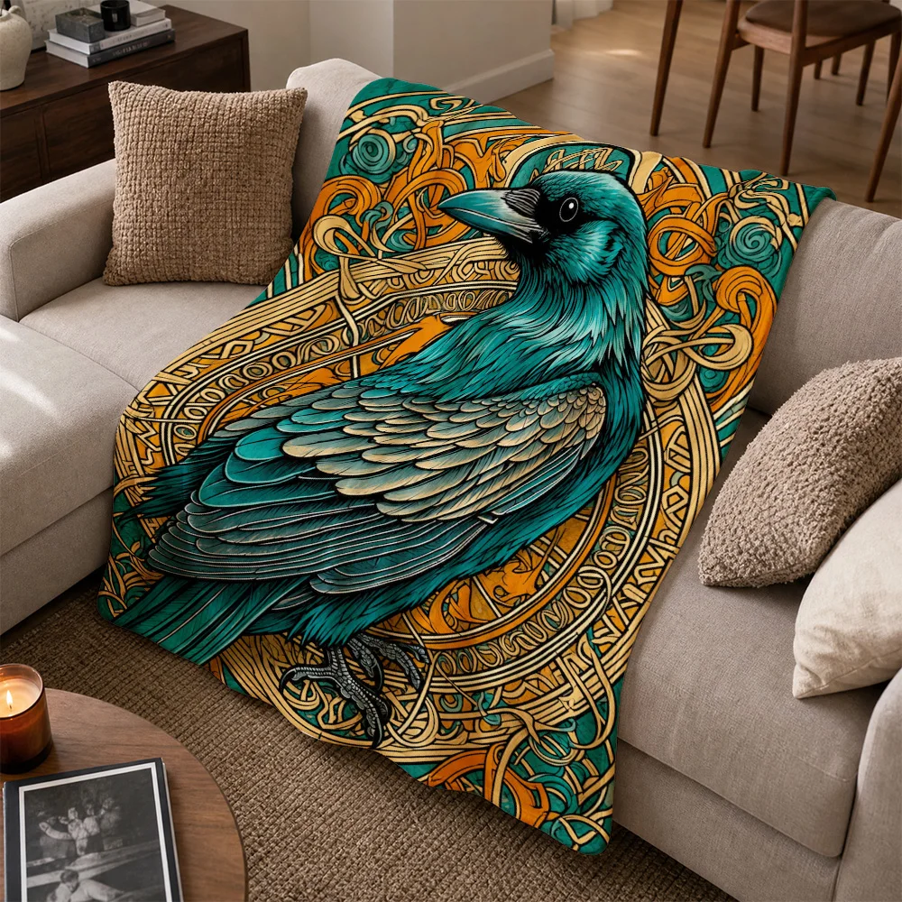 Decorative Boho Throw Blanket for Sofa Couch Home Decor Large Print Statement Peacock Bird Art Tapestry Cushion Cover