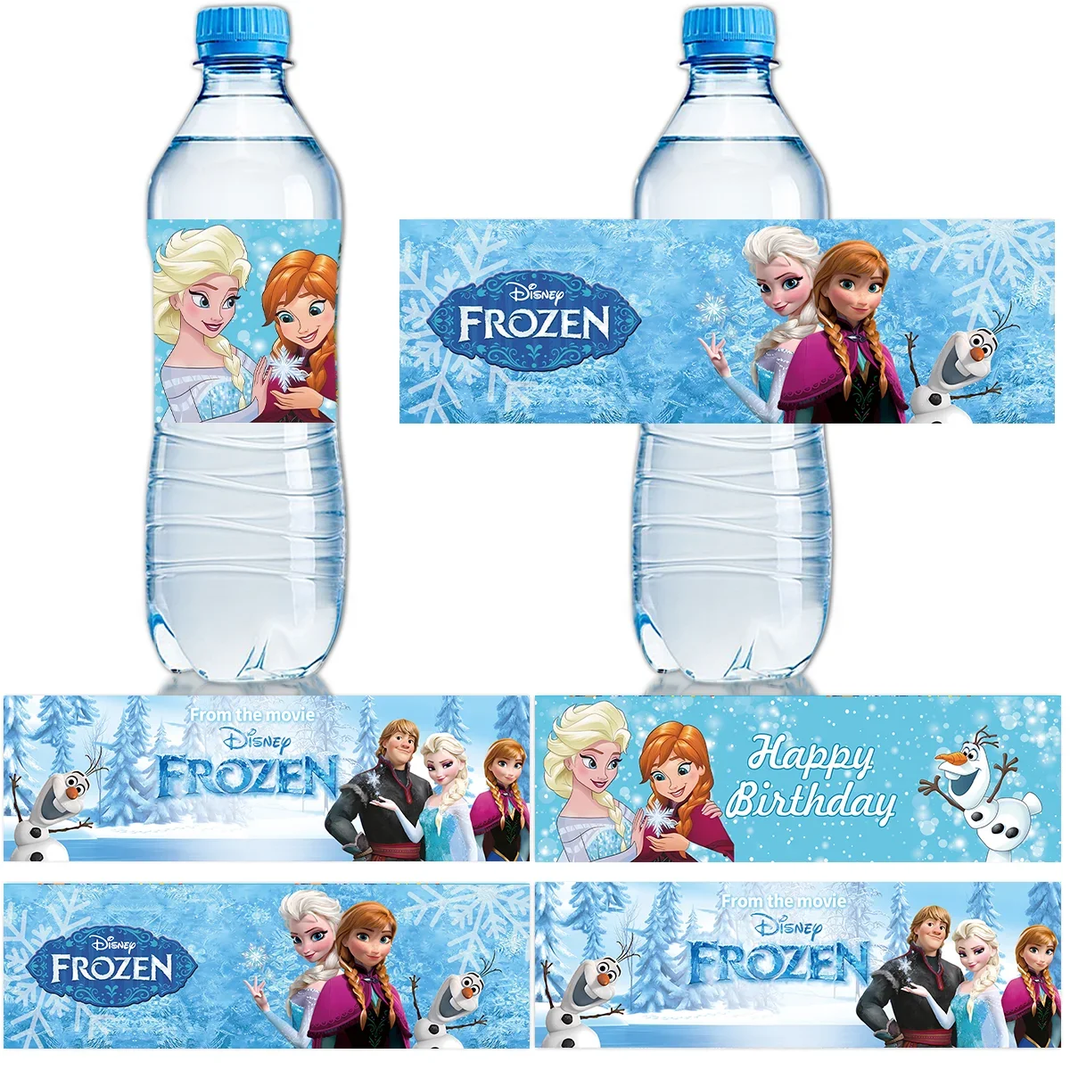 10/PCS Disney Frozen Water Bottle Labels for Girls Birthday Baby Shower Party Supplies DIY Stickers Children's Event Decoration