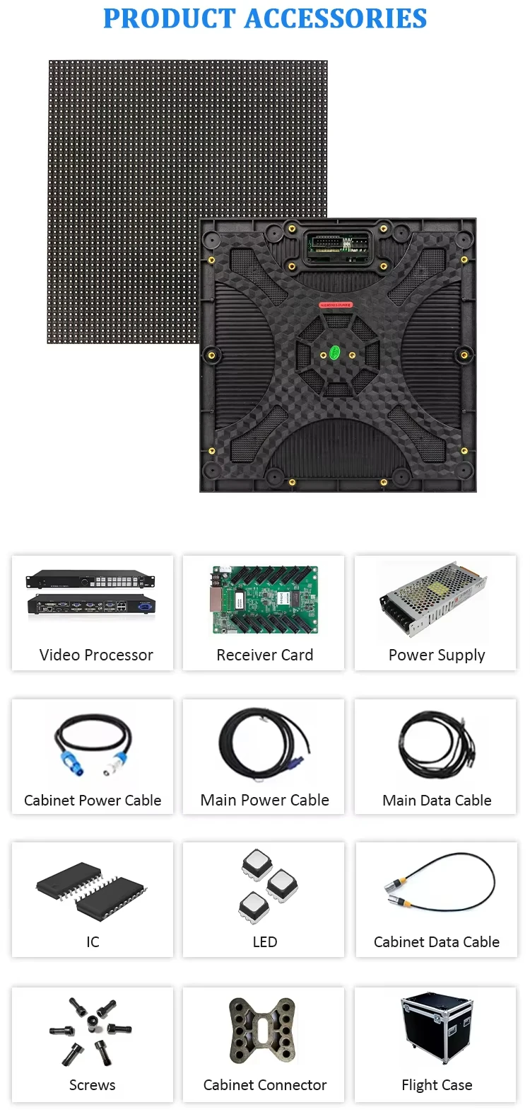 4m X 3m Complete System P2 P2.6 P2.9 P3.91 3840Hz High Refresh Modular LED Video Wall 500x500mm Indoor Outdoor Rental LED Screen