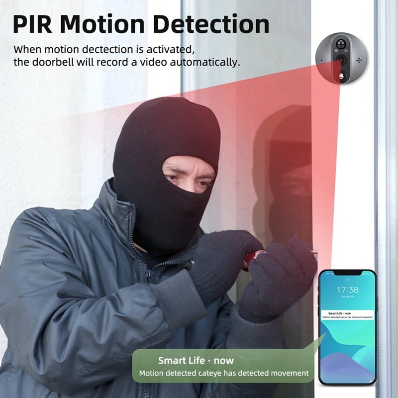 Новый цифровой дверной глазок Tuya для умного дома 1080P 120г °   Камера дверного звонка с широким углом обзора, Wi-Fi, ИК-обзор ночного видения, дверной звонок