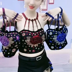 Diamond Inlaid Rose Collarbone Camisole Female Butterfly Summer New Style Sexy Back Bottoming Shirt Tank Top