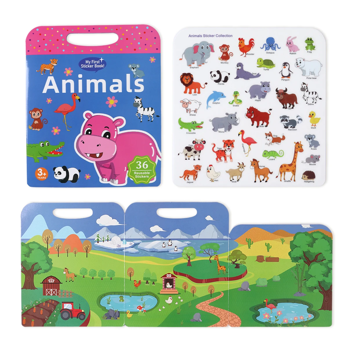 Hot New Children Scene Stickers DIY Hand-on Puzzle Sticker Books Reusable Cartoon Animal Learning Cognition Toys For Kids Gift