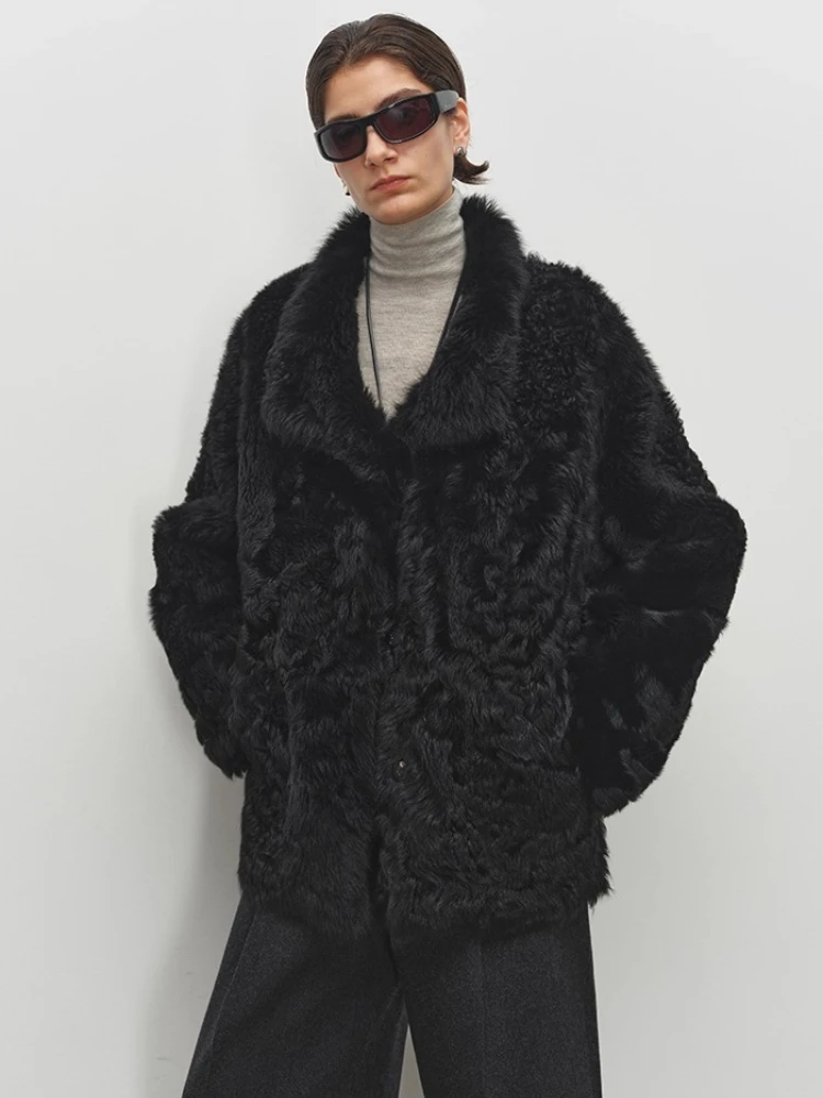 الراقية الفاخرة توسكانا لامب سترات من الفرو للنساء 2025 جديد بسيط الوقوف طوق رقيق شتاء دافئ جلد طبيعي معطف الفرو الحقيقي #5