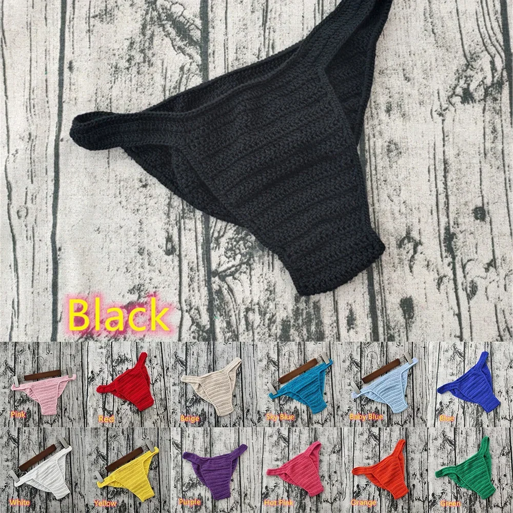 Hot Sale Women Breathable Underwear Hand Crochet Low Rise G -string Swimming Seamless Sunbathing Thong Sissy Panties