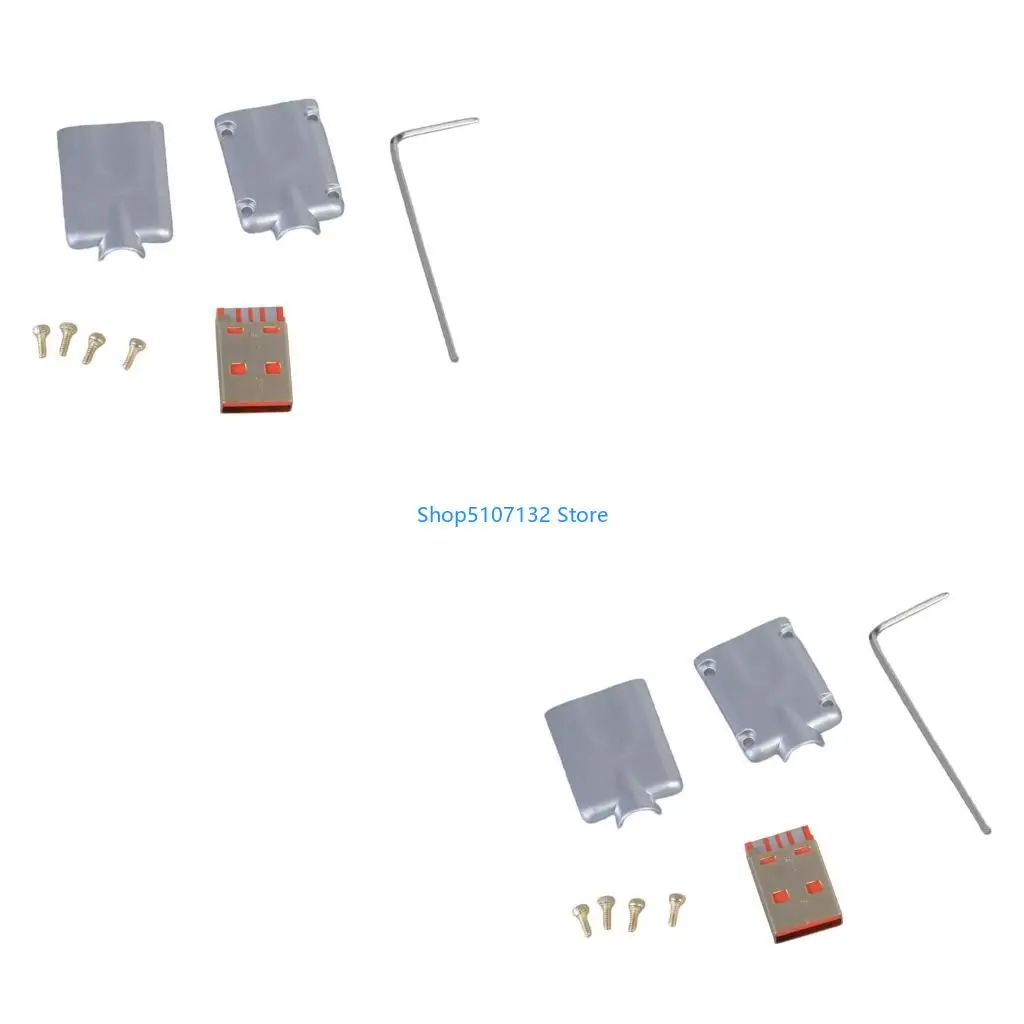 87HD USB Male Metal Shell Cable Maintenance Gold Plated Plug USB Cable Making Power Application Breadboard Accessories