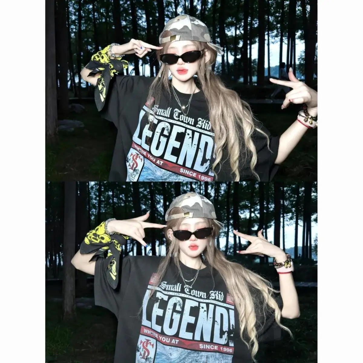 

Fashion Casual Chaoliu graffiti Y2k T-Shirt Black with Casual Streetwear Top Summer clothing Streetwear 2026 New Tops gothic