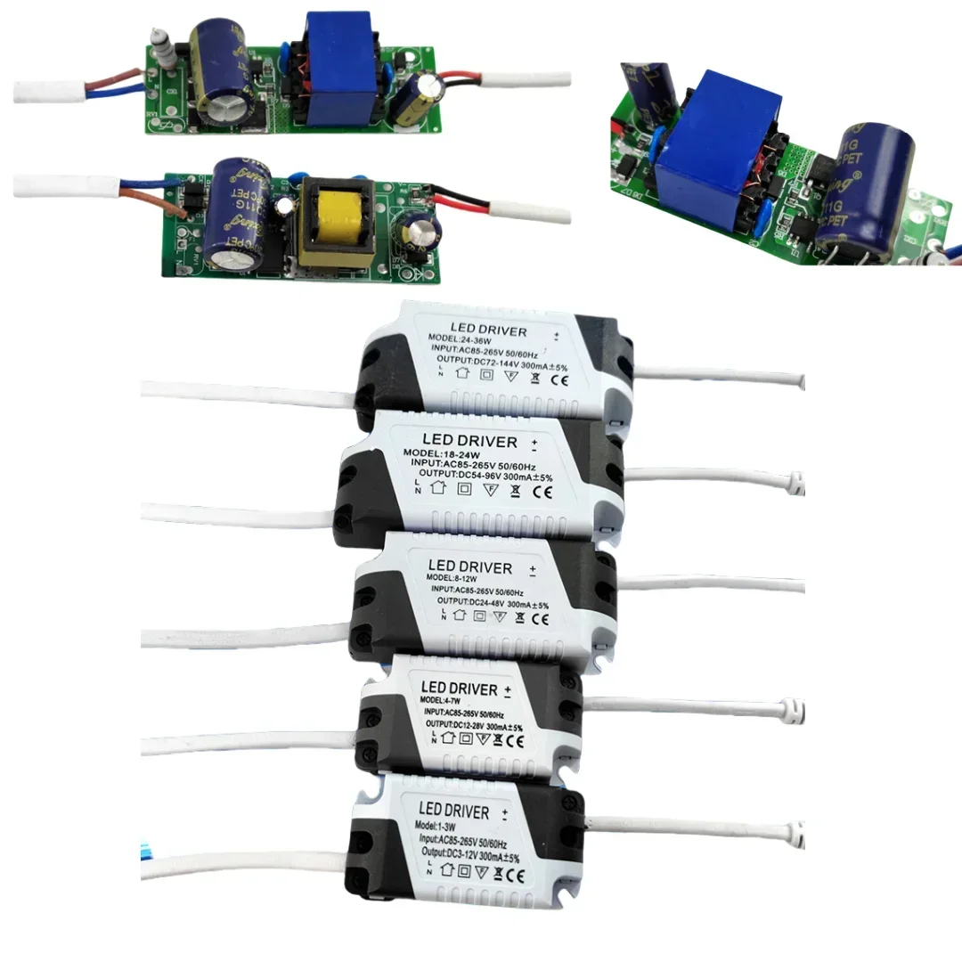 

5Pcs 4-7W/8-18W/8-24W/24-36W LED Driver Lighting Transformer Power Supply Adapter for Led Lamp Strip Panel Lamp Driver AC85-265V