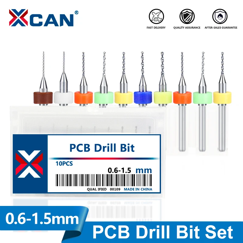 Mini CNC Drill Bits Set 10pcs 0.6-1.5mm
