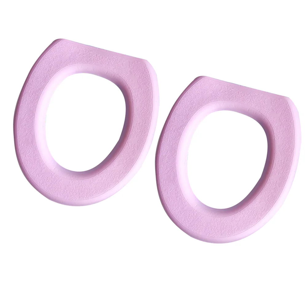 2pcs EVA O-shaped Toilet Mat Thicken Sticky Closestool Mat Practical Toilet Seat Cover Pads for Home Bathroom (Pink)