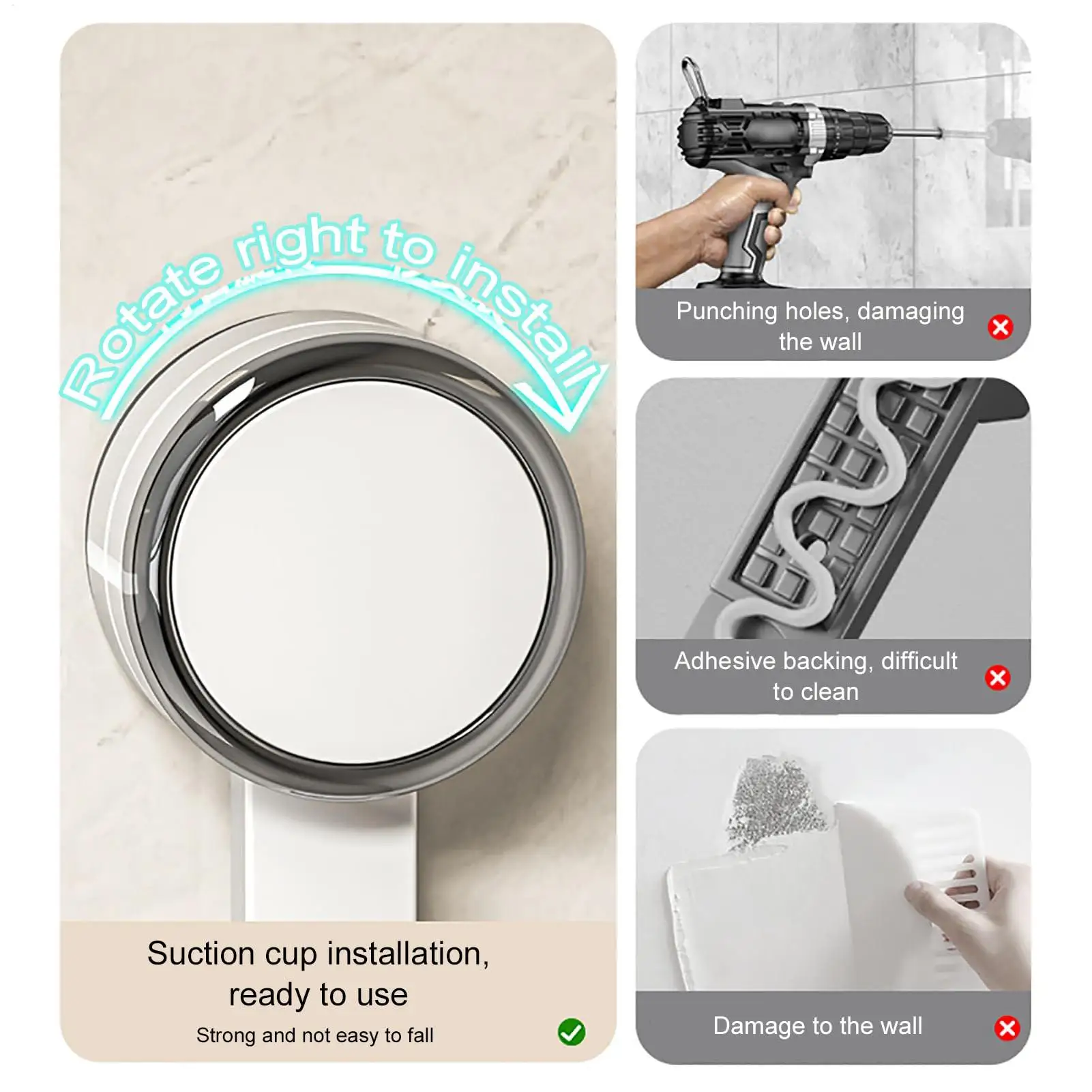 

Складная настенная полка-органайзер на присосках, 3-ярусная, для экономии места, для кухни, столовой, ванной комнаты