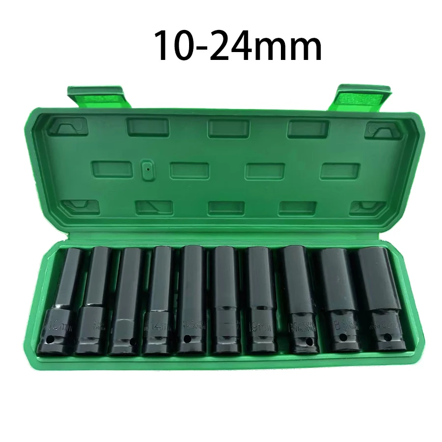 1/2 Inch Drive 10PC Metric Impact Socket Set 8-24mm Carbon Steel with Storage Case image 2