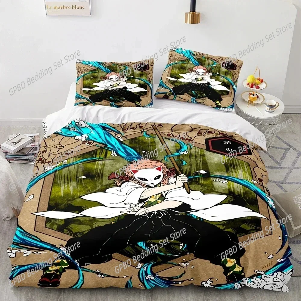 

3D Print Anime Demon Slayer Kamado Tanjirou Comfortable Duvet Quilt Cover Pillowcase Bedding Set Bedroom Decoration Home Textile