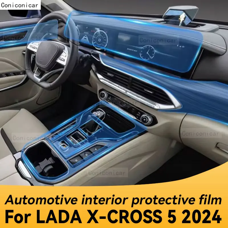 

For LADA X-CROSS 5 2023 2024 Gearbox Panel Navigation Automotive Interior TPU Protective Film Cover Anti-Scratch Sticker